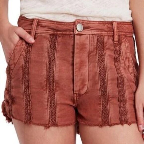 Free People Great Expectations Lace Cutout Shorts - Picture 1 of 5